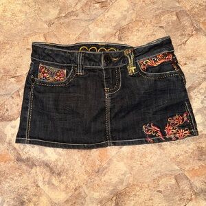 COOGI Iconic Embroidered Denim Mini Skirt